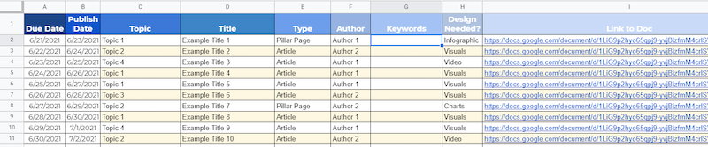 Content Calendar